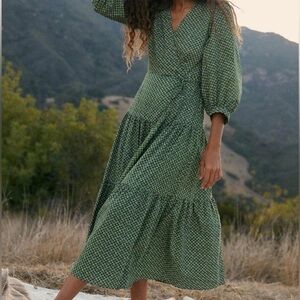 Christy Dawn Floral Green Wrap Dress